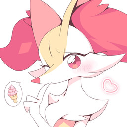 ambiguous_anthro ambiguous_gender anthro biped blush eyelashes hand_to_mouth heart_symbol looking_at_viewer one_eye_closed side_view simple_background solo speech_bubble wink winking_at_viewer rullu_1507 nintendo pokemon braixen canid generation_6_pokemon mammal pokemon_(species) 1:1 2024 bust_portrait digital_drawing_(artwork) digital_media_(artwork) hi_res japanese_description korean_description pictographics portrait translated_description