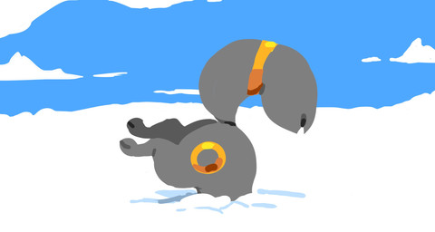 ambiguous_gender biped bipedal_feral black_body black_fur blue_sky butt butt_stuck cloud detailed_background detailed_fur faceless_character faceless_feral feral fur head_first multicolored_body multicolored_fur on_snow paws pear-shaped_figure raised_leg raised_tail sky snow solo stuck stuck_in_snow tail tail_tuft tuft wide_hips winter yellow_body yellow_fur sutihukka nintendo pokemon canid eeveelution generation_2_pokemon mammal pokemon_(species) umbreon 2026 detailed digital_media_(artwork) digital_painting_(artwork) hi_res painting_(artwork)