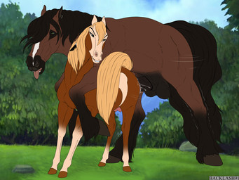 animal_genitalia animal_penis balls big_balls big_penis blonde_hair bodily_fluids brown_body brown_fur cum cum_in_vagina cum_inside duo ear_piercing ear_ring equine_genitalia equine_penis female female_penetrated feral feral_on_feral feral_penetrated feral_penetrating feral_penetrating_feral fur genital_fluids genitals green_eyes hair hooves larger_male male male/female male_penetrating male_penetrating_female mane penetration penile penile_penetration penis penis_in_vagina piercing ring_piercing sex size_difference smaller_female smaller_penetrated smile teats tongue tongue_out vaginal vaginal_penetration backlash91 conditional_dnp dreamworks spirit:_stallion_of_the_cimarron rain_(cimarron) draft_horse equid equine horse mammal 4:3 hi_res