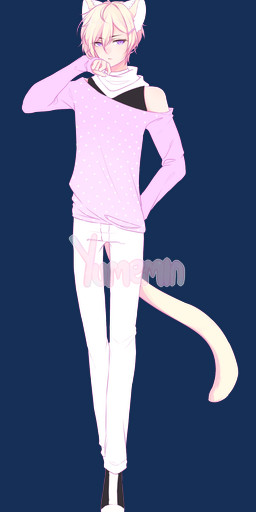 bottomwear clothing exposed_shoulder footwear hair hand_on_chin looking_at_viewer male pants shirt shoes solo tail topwear yumemin animal_humanoid cat_humanoid felid felid_humanoid feline feline_humanoid humanoid mammal mammal_humanoid absurd_res alpha_channel hi_res