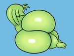 big_butt butt femboy green_body huge_butt looking_at_viewer looking_back male nude simple_background solo thick_thighs wide_hips gaze_(artist) jay_(sqoon) alien humanoid puwa absurd_res digital_media_(artwork) hi_res intersex_(lore)