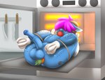 animal_genitalia animal_penis anthro apple appliance balls bdsm big_balls bloated blue_balls blue_body blue_penis brown_horn carrot cooking_with_furs equine_genitalia equine_penis food food_fetish food_gag food_insertion food_play fruit gag genitals hair horn imminent_death improvised_sex_toy inside kitchen_appliance knife male medial_ring musical_note musical_symbol oven penis plant purple_hair solo symbol vegetable waynekan equid equine horse mammal pony hi_res