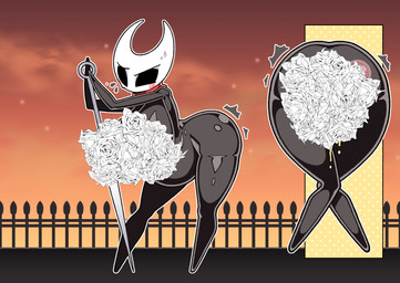 big_breasts birth bodily_fluids breasts female huge_breasts melee_weapon pregnant pregnant_female solo sweat sweatdrop sword weapon gunbangjindog hollow_knight_(franchise) team_cherry hornet_(hollow_knight) arthropod insect absurd_res censored hi_res