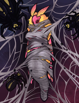 ambiguous_gender antennae_(anatomy) anthro arthropod_abdomen arthropod_webbing back_wings bdsm black_body bondage bound breasts butt dominant dominant_feral encasement female feral fluffy fully_bound fur gag gagged group hands_behind_back helpless immobilization insect_wings lepidopteran_wings markings multi_eye multi_limb multiple_doms_one_sub nude nude_anthro nude_female peril pink_body predator/prey restraints simple_background solo_focus spider_web submissive submissive_anthro suspension suspension_bondage thick_thighs web_bondage web_encasement wide_eyed wing_markings wings wings_tied yellow_body lost_izalith shimsusa arachnid arthropod insect lepidopteran moth spider absurd_res digital_media_(artwork) hi_res