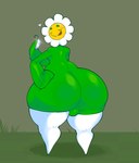 balls big_butt blush buckteeth butt clothing coin eyebrows eyes_closed flower genitals glistening glistening_balls glistening_body glistening_butt glistening_genitalia grass green_balls green_body green_eyebrows heart_symbol holding_coin holding_object huge_butt leaf leaf_arms legwear legwear_only looking_back male mostly_nude not_furry open_mouth petals plant rear_view simple_background smile solo standing stockings stockings_only teapot_(body_type) teeth text thick_thighs tongue tongue_out white_clothing white_legwear white_stockings wide_hips dozighost electronic_arts plants_vs._zombies popcap_games elemental_creature elemental_humanoid flora_fauna humanoid marigold_(pvz) plant_humanoid 2024 colored digital_drawing_(artwork) digital_media_(artwork) english_text full-length_portrait hi_res portrait shaded signature