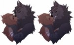 anthro duo female infidelity kissing love making_out male male/female ghostli marrok_(ranharasaki) misby canid canine canis domestic_dog mammal wolf 2021