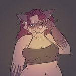 anthro belly bra bralette clothing crop_top female navel rubbing_eye rubbing_eyes shirt slightly_chubby slightly_chubby_female solo sports_bra tired topwear underwear jellykinz cricket_(jellykinz) mammal procyonid raccoon 1:1 absurd_res hi_res