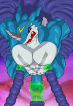 abs blue_body blue_skin blush bodily_fluids breath countershading cum genital_fluids genitals horn lactating male male_lactation membrane_(anatomy) membranous_wings milking_cum milking_tentacles muscular muscular_male muscular_sub nipple_fetish nipple_play nipple_suck panting pecs penile penis penis_in_tentacle penis_milking resisting_orgasm restrained restrained_by_tentacles sex solo submissive sucking sweat tentacle_sex tentacles vein veiny_penis white_body white_countershading wings zazpihuts bandai_namco digimon digimon_(species) exveemon animated hi_res no_sound short_playtime webm