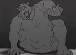 abdominal_bulge anthro eyes_closed fully_inside male male_pred multiple_prey open_mouth oral_vore solo tongue tongue_out vore cobaltgrande kristoff_(vorekraken) bear mammal hi_res