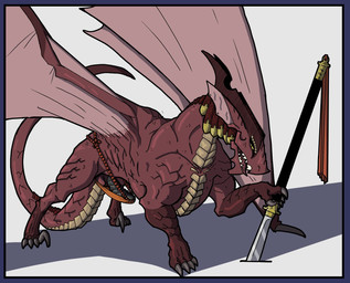 armor barely_contained barely_contained_penis bottomwear claws clothing ear_piercing feral furgonomics genitals horn loincloth male male_feral penis piercing sharp_teeth simple_background solo tail tail_armor teeth tongue underwear weapon wings labjer mythology dragon mythological_creature mythological_scalie scalie hi_res