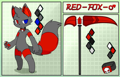 4_fingers 4_toes anthro biped black_collar black_nose blue_eyes claws collar collar_only feet fingers fur gender_symbol geometric_background grey_body grey_ears grey_fur grey_hair grey_tail hair heterochromia kemono looking_aside looking_at_viewer male male_symbol markings melee_weapon monotone_hair multicolored_body multicolored_ears multicolored_fur nude nude_anthro nude_male pawpads polearm raised_tail red_body red_collar red_ears red_eyes red_fur red_markings red_pawpads red_tail red_text ring_(marking) scythe serious_face simple_background skull_accessory skull_collar solo standing symbol tail text toes two_tone_body two_tone_ears two_tone_fur two_tone_tail weapon devil-vox red_(devil-vox) canid canine fox mammal 2015 digital_media_(artwork) english_text model_sheet