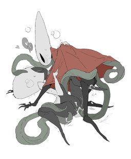 all_fours anthro anthro_penetrating anthro_penetrating_humanoid biped black_body black_eyes blush blush_lines bodily_fluids bottomless bottomless_anthro bottomless_female breath cloak clothed clothed_sex clothing consentacles double_penetration dripping duo empty_eyes eye_contact feet female female/female female_penetrated female_penetrating female_penetrating_female foot_fetish foot_play footjob genital_fluids heart_symbol holding_partner humanoid_on_anthro humanoid_penetrated looking_at_another mouthless narrowed_eyes onomatopoeia oral oral_penetration penetration red_cloak red_clothing sex simple_background sound_effects speech_bubble spread_legs spreading sweat sweatdrop tentacle_around_leg tentacle_in_mouth tentacle_in_vagina tentacle_penetration tentacle_sex tentacles text vaginal vaginal_fluid_drip vaginal_fluids vaginal_fluids_on_leg vaginal_fluids_on_tentacle vaginal_penetration white_background white_body white_eyes justdog hollow_knight:_silksong hollow_knight_(franchise) team_cherry hornet_(hollow_knight) lace_(hollow_knight:_silksong) arthropod humanoid 2026 absurd_res digital_drawing_(artwork) digital_media_(artwork) english_description english_text hi_res
