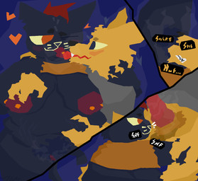 anthro armpit_fetish armpit_hair armpit_sniffing belly belly_grab black_body black_fur blush body_hair bottomless breast_grab breasts clitoris clothed clothing duo female fluffy fur genitals hairy_vulva hand_on_breast heart_symbol kissing licking licking_tongue male male/female musk musky_armpit musky_penis musky_vulva narrowed_eyes navel navel_fingering nipple_piercing nipples orange_body orange_fur overweight overweight_anthro overweight_female penis penis_sniffing piercing pubes sagging_breasts smile sniffing stretch_marks tail teeth tongue tongue_out tongue_piercing skitterzo night_in_the_woods gregg_lee mae_borowski canid canine domestic_cat felid feline felis fox mammal comic