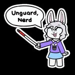 2d_animation alpha_channel animated anthro blind blind_eye bunnyqueen disability female frame_by_frame lagomorph leporid mammal rabbit simple_background solo speech_bubble swinging_arms text transparent_background white_cane young