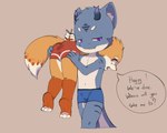 anthro bound bulge carrying_another clothed clothing duo male male/male tail text topless underwear young sharparadise mythology sharparadise_(character) canid canine dragon fox mammal mythological_creature mythological_scalie scalie 5:4 english_text