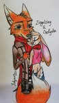 anthro blue_eyes duo female fur male orange_body orange_fur scarf tan_body tan_fur white_body white_fur jolyn0710 bad_guy_cafe ocerydia_zoona ziegelzeig_zoona canid canine fox lagomorph leporid mammal rabbit