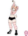 anthro bottomwear clothing dolphin_shorts eyeliner footwear hoodie legwear makeup male shoes shorts solo thigh_highs topwear zigzagrim natalie_(shortstackgoat) bovid caprine goat mammal absurd_res hi_res