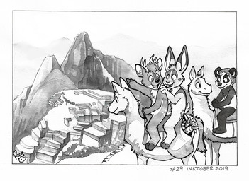 ambiguous_feral ambiguous_gender anthro antlers carrot featureless_crotch feral food group horn male male_anthro mountain mouth_closed nude open_mouth open_smile plant sitting smile teeth vegetable young young_anthro young_male pandapaco buckleythedeer parinton rabidrabbit56 bear deer giant_panda lagomorph leporid mammal rabbit 2019 dated monochrome signature traditional_media_(artwork)