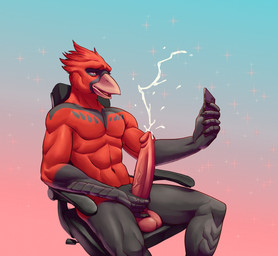 anthro balls beak big_penis bodily_fluids cellphone chair cum cumshot ejaculation electronics erection feathers fingers furniture genital_fluids genitals half-closed_eyes hand_on_penis holding_cellphone holding_object holding_phone holding_smartphone humanoid_genitalia humanoid_penis looking_pleasured male masturbation narrowed_eyes nude orgasm orgasm_face penile penile_masturbation penis phone simple_background sitting smartphone smile solo vein veiny_penis lorenzobrezo avian bird digital_media_(artwork)