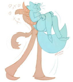 4_fingers anthro clothed clothed_anthro clothed_female clothed_male clothing couples duo female female_anthro fingers heart_symbol holding_partner larger_male laugh male male/female male_anthro mature_female mature_male raised_tail romantic romantic_couple size_difference smile surprised tail tail_motion toony toony_expression wrinkles pinkish-cat rachel_miller_(pinkish-cat) winston_miller_(pinkish-cat) domestic_cat felid feline felis mammal 2025 colored colored_sketch flat_colors hi_res sketch