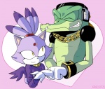 2013 <3 blaze_the_cat brofist cat crocodile feline female general-radix grin headphones male pink_background plain_background ponytail reptile scalie sega sonic_(series) vector_the_crocodile
Rating: Safe
Score: 1
User: Test-Subject_217601
Date: March 01, 2013