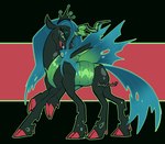 6_legs bedroom_eyes crown fangs female feral headgear horn narrowed_eyes seductive smile solo teeth torn_tail torn_wing wings sketchygarden friendship_is_magic hasbro my_little_pony queen_chrysalis_(mlp) arthropod changeling insect hi_res