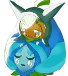 ambiguous_gender bodily_fluids crying mask not_furry solo tears slcn040 nintendo pokemon generation_9_pokemon humanoid legendary_pokemon ogerpon pokemon_(species) wellspring_mask_ogerpon