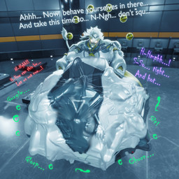 abdominal_bulge anthro anthro_pred belly big_belly churn digestion empty_eyes forced glorp glowing glowing_eyes grey_hair grey_tail group hair hand_on_belly hand_on_own_belly huge_belly machine male male_pred metallic_body multiple_prey nude nude_anthro nude_male oral_vore rumbling_stomach solo sound_effects struggling struggling_prey tail text trio vore malunisisos mihoyo zenless_zone_zero banyue_(zenless_zone_zero) felid lion mammal pantherine robot_anthro 1:1 3d_(artwork) digital_media_(artwork) english_text hi_res