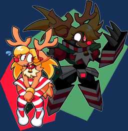 3_fingers 4_fingers anthro antlers arm_tuft before_and_after bell bell_collar black_eyebrows bodily_fluids bracelet brown_antlers brown_body brown_fur brown_tail button_(fastener) chest_tuft claw_fingers claws clothed clothed_anthro clothed_male clothing collar cybernetics empty_eyes eyebrow_through_hair eyebrows eyelashes femboy fingers footwear fur gold_(metal) gold_bracelet gold_jewelry grey_claws hair hands_together holidays horn jewelry legwear light long_hair machine male male_anthro metallic_body multicolored_body multicolored_clothing multicolored_footwear multicolored_fur multicolored_legwear multicolored_socks multicolored_thigh_highs multicolored_thigh_socks no_pupils open_mouth open_smile outline overalls pattern_clothing pattern_footwear pattern_legwear pattern_socks pattern_thigh_highs pattern_thigh_socks pigtails red_bow red_clothing red_collar red_eyes red_footwear red_legwear red_nose red_socks red_thigh_highs red_thigh_socks red_tongue shoes shoulder_tuft simple_background smile socks solo striped_clothing striped_footwear striped_legwear striped_socks striped_thigh_highs striped_thigh_socks stripes sweat sweatdrop tail tan_body tan_fur teeth thigh_highs thigh_socks tongue toothy_grin translucent translucent_hair tuft two_tone_clothing two_tone_footwear two_tone_legwear two_tone_socks two_tone_thigh_highs two_tone_thigh_socks white_clothing white_footwear white_outline white_overalls white_shoes white_stripes wide_hipped_anthro wide_hipped_male bobberbobman christmas rudy_renstein cyborg deer hybrid mammal new_world_deer reindeer 2023 alpha_channel cel_shading colored digital_drawing_(artwork) digital_media_(artwork) english_description hi_res lighting shaded
