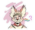 anthro bandanna eyebrows flag kerchief lgbt_pride male neckerchief pride_color_flag pride_colors question_mark rainbow_flag rainbow_pride_colors rainbow_symbol raised_eyebrow six-stripe_rainbow_pride_colors solo loboguara_na anothereidos_of_dragon_vein_r pride_flag_question_mark amorey canid canine canis jackal japanese_kobold kobold mammal