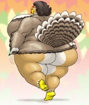 anthro big_breasts breasts butt female huge_breasts looking_back non-mammal_breasts obese obese_anthro obese_female overweight overweight_anthro overweight_female side_boob solo thick_thighs wide_hips vdisco sofie_(vdisco) avian bird galliform phasianid turkey warm_colors