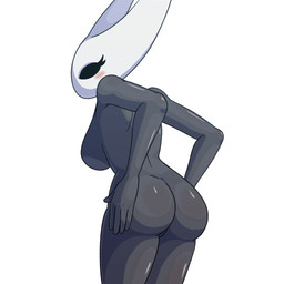 anthro big_breasts black_body black_eyes blush breasts butt eyelashes female hand_on_butt horn humanoidized looking_at_viewer looking_back nude nude_anthro nude_female presenting presenting_hindquarters rear_view simple_background solo white_background bruhmynameisdylan nsfwinthedark hollow_knight_(franchise) team_cherry hornet_(hollow_knight) arthropod humanoid insect 1:1 2025 digital_media_(artwork) hi_res