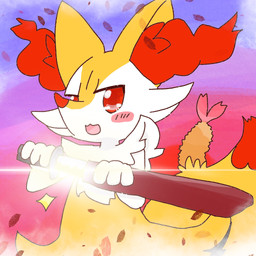 ambiguous_anthro ambiguous_gender anthro biped blush dipstick_tail food front_view holding_melee_weapon holding_object holding_sword holding_weapon katana leaf lens_flare looking_at_viewer markings melee_weapon no_pupils open_:3 open_mouth open_smile scabbard shrimp_(food) smile snout solo standing sunset sword tail tail_markings weapon annyui0611 nintendo pokemon braixen canid generation_6_pokemon mammal pokemon_(species) 1:1 2022 digital_drawing_(artwork) digital_media_(artwork) half-length_portrait hi_res japanese_description portrait translated_description