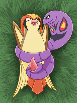 animal_genitalia animal_penis beak cloaca coiling duo eye_contact feathered_wings feathers female feral feral_on_feral folded_wings genitals grass horizontal_cloaca interspecies looking_at_another male male/female open_beak open_mouth penis plant smile tail tail_feathers tapering_penis tapering_tail text wings cyadical nintendo pokemon arbok avian bird cobra generation_1_pokemon pidgeot pokemon_(species) reptile scalie snake 3:4 artist_name hi_res