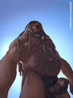 anthro arm_hair balls beard belly_hair big_penis black_hair black_nose body_hair brown_body brown_fur brown_penis chest_hair dreadlocks erection facial_hair fur genitals hair hairy humanoid_genitalia humanoid_penis looking_at_viewer looking_down looking_down_at_viewer low-angle_view male mature_anthro mature_male moobs musclegut muscular navel nipples nude penis pubes slightly_chubby slightly_chubby_anthro slightly_chubby_male smile solo text snoopjay2 soudie canid canine canis domestic_dog mammal poodle 2022 3:4 hi_res url