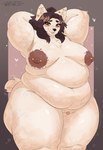 anthro belly belly_rolls big_belly big_breasts big_butt blep blush body_hair breasts buried_penis butt cellulite cute_fangs deep_navel ear_piercing facial_hair fangs fat_arms fat_rolls fatpad fupa fur fur_tuft genitals gynomorph hair hands_behind_head huge_breasts huge_butt huge_thighs intersex long_hair navel nipple_piercing nipples nude obese obese_gynomorph obese_intersex overweight overweight_gynomorph overweight_intersex penis piercing pubes small_penis solo stretch_marks teeth thick_thighs tongue tongue_out tuft white_body wide_hips wandwess wess_(wandwess) canid canine mammal maned_wolf hi_res trans_(lore) trans_woman_(lore)