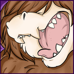ambiguous_form ambiguous_gender border brown_body brown_fur brown_hair close-up fur gums hair hair_over_eyes multicolored_body multicolored_fur open_mouth pink_gums pink_tongue purple_background purple_border sharp_teeth simple_background solo tan_body tan_fur teeth thick_tongue tongue two_tone_body two_tone_fur grosspotoo mythology dragon furred_dragon furred_scalie mythological_creature mythological_scalie scalie 1:1 2016 colored digital_drawing_(artwork) digital_media_(artwork) english_description icon shaded