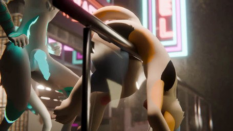 after_sex animal_genitalia animal_penis anthro black_body black_fur blue_body blue_fur bodily_fluids canine_genitalia canine_penis cum duo excessive_cum excessive_genital_fluids fur genital_fluids genitals glowing glowing_genitalia glowing_penis male male/male orange_body orange_fur penis railing white_body white_fur alpro felid feline mammal 16:9 3d_(artwork) 3d_animation animated digital_media_(artwork) hi_res high_framerate short_playtime sound webm widescreen