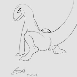 all_fours anthro anus bedroom_eyes big_butt big_tail butt claws crouching digitigrade eyelashes fangs female female_anthro genitals humanoid_hands innie_vulva long_neck long_tail looking_at_viewer looking_back looking_back_at_viewer narrowed_eyes nude nude_anthro nude_female outer_labia pupils raised_tail rear_view seductive slit_pupils snout solo tail teeth thick_tail thick_thighs three-quarter_view toe_claws vulva wide_hips spe overlord_(series) crusch_lulu lizard lizardman lizardman_(overlord) reptile scalie 1:1 2025 absurd_res black_and_grey dated digital_drawing_(artwork) digital_media_(artwork) hi_res monochrome signature sketch sketchbook_(artwork)