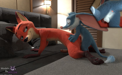 3_toes 4_fingers anal anal_penetration anthro anus balls bed big_ears black_nose blue_body blue_fur bodily_fluids countershading cum cum_in_ass cum_inside duo eyes_closed feet fingers fur furniture genital_fluids genitals gloves_(marking) green_eyes hand_on_butt inside kneeling larger_sub looking_at_another looking_at_partner low-angle_view male male/male markings mouth_closed multiple_angles orange_body orange_fur pawpads paws penetration penis pink_nose pink_penis side_view size_difference slightly_open_mouth smile standing submissive text toes whiskers rasterraccoon bilby_(dreamworks) disney dreamworks larrikins zootopia nick_wilde perry_(bilby) bandicoot bilby canid canine fox mammal marsupial red_fox true_fox 3d_(artwork) absurd_res blender_(artwork) blender_cycles_(artwork) crossover digital_media_(artwork) english_text hi_res watermark