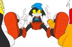 alternate_universe balls big_balls big_feet big_penis bodily_fluids clothing collar cum cumshot ejaculation feet foot_fetish foot_play footjob footwear genital_fluids genitals group group_sex hat headgear headwear male male/male penis sandals sex shoes threesome darkburst_(artist) bandai_namco klonoa_(series) sega sonic_the_hedgehog_(series) undertale undertale_(series) asriel_dreemurr klonoa miles_prower bovid canid canine caprine domestic_cat felid feline felis fox goat mammal hi_res