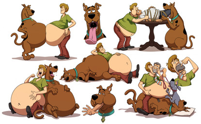 abdominal_bulge accessory belly belly_press big_belly blue_collar bottomwear bound burping clothed clothing collar collar_only collar_tag duo eyes_closed feral footwear fur furniture hair half-closed_eyes hand_behind_head hand_on_belly human_pred human_prey leash long_tongue lying male male_pred male_prey markings morbidly_obese morbidly_obese_feral morbidly_obese_male mostly_nude mouth_closed narrowed_eyes navel neck_bulge necktie nude obese obese_feral obese_male on_back on_hind_legs open_mouth overweight overweight_feral overweight_male pants paws pillow raised_clothing raised_shirt raised_topwear rope shirt shoes sitting smile soft_vore spots spotted_body spotted_fur standing table tail teeth text_on_collar_tag tongue tongue_out topwear vore wearing_collar wide_eyed nickwolf hanna-barbera scooby-doo_(series) scooby-doo shaggy_rogers canid canine canis domestic_dog great_dane human mammal mastiff molosser 2026 hi_res multiple_scenes