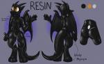 anthro glistening horn latex male membrane_(anatomy) membranous_wings simple_background smile solo tail text wings rindeadsong mythology resin_drake dragon mythological_creature mythological_scalie scalie 2018 digital_drawing_(artwork) digital_media_(artwork) hi_res model_sheet