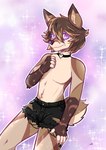 astronomy brown_hair clothed clothing collar femboy fox_ears fur furry_ears hair heart_symbol looking_at_viewer male markings partially_clothed pink_eyes scut_tail short_tail shy solo standing star_(marking) tail tan_body tan_fur topless anonymous_artist dela_(socialsfinest) canid canine fox hybrid lagomorph leporid mammal rabbit digital_drawing_(artwork) digital_media_(artwork) hi_res