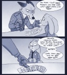 2016 angry anthro bowell canid canine clothed clothing comic delgato dialogue disney duo english_text fan_character female fox gray_(mistermead) july_hopps_(mistermead) lagomorph leporid male mammal nick_wilde officer_fangmeyer perez rabbit red_fox rockbottomfeeder simple_background text true_fox uniform waggins zootopia