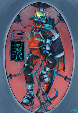 anthro bondage_gear bondage_gloves clothing cuff_(restraint) handwear horn hypnosis hypnosis_fetish laboratory machine_bondage machine_penetrating male mind_control mindfuck_(mental) restraints solo submissive submissive_male visor_eyes visor_only zonked aliaspseudonym mythology jace_zantetsukin dragon mythological_creature mythological_scalie scalie absurd_res hi_res