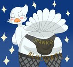 anthro beak big_butt blue_background blush breasts butt clothing eyes_closed feathers feces female fishnet_clothing fishnet_legwear fishnet_tights legwear lingerie_panties looking_back orange_beak panties pooping scatplay side_boob simple_background soiled_panties soiling solo star stockings tights underwear white_body white_feathers nyxiettenyxstar snow_(nyxiette) avian bird columbid domestic_pigeon fancy_pigeon fantail_pigeon pigeon 2018