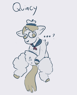 1_horn animal_genitalia anus balls blonde_hair clothing derp_eyes ellipsis feral fur genitals hair hat headgear headwear hooves horn male male_feral quadruped questioning_ellipsis sailor_cap sailor_uniform sheath simple_background sitting tail text uniform white_background white_body white_fur white_horn white_wings wings x_anus yellow_eyes yellow_hooves yellow_tail young young_feral young_male julie_(artist) fluffy_pony fluffy_pony_(species) mammal 2023 character_name digital_media_(artwork) english_description low_res
