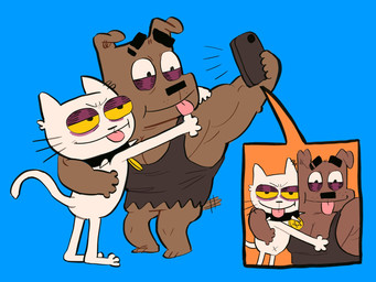 anthro arm_over_shoulder brown_body clothing collar duo ear_piercing ear_ring electronics half-closed_eyes holding_object holding_phone hug male male/male narrowed_eyes navel phone piercing ring_piercing selfie shirt spiked_collar spikes standing tail tail_motion tailwag taking_picture taking_selfie tank_top tongue tongue_out topwear white_body yellow_eyes bararaboy snowball_(bararaboy) tank_(bararaboy) canid canine canis domestic_cat domestic_dog felid feline felis mammal 2024 4:3 digital_media_(artwork) hi_res