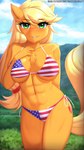 2021 4th_of_july 9:16 abs absurd_res american_flag_bikini anthro anthrofied applejack_(mlp) arm_tuft big_breasts bikini blonde_hair blurred_background blush breasts chest_tuft clothed clothing cutie_mark digital_media_(artwork) equid equine eyebrow_through_hair eyebrows eyelashes female fingers flag flag_bikini flag_clothing flag_print flag_swimwear friendship_is_magic front_view fur green_eyes hair hand_behind_back hands_behind_back hasbro hi_res holidays horse long_hair looking_at_viewer mammal my_little_pony navel orange_body orange_fur outside pony print_bikini print_clothing print_swimwear shoulder_tuft side-tie_bikini side-tie_clothing smile solo string_bikini swimwear text tied_bikini tied_clothing translucent translucent_hair tuft twistedscarlett60 two-piece_swimsuit underwear united_states_of_america url